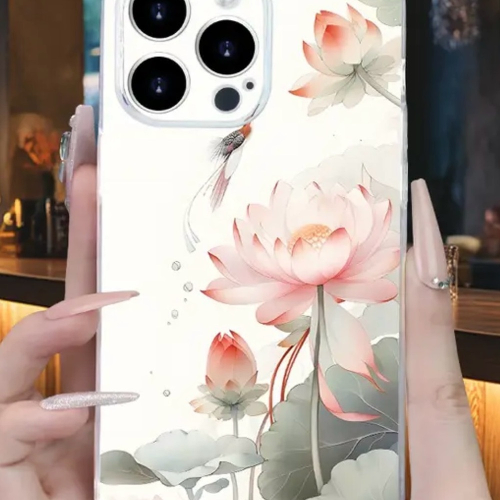 Floral Design Phone Case - Pink and White